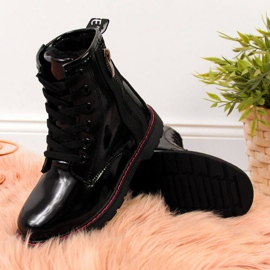 Izolirane lakirane čizme Jr EVE327A crne bijela crno 2