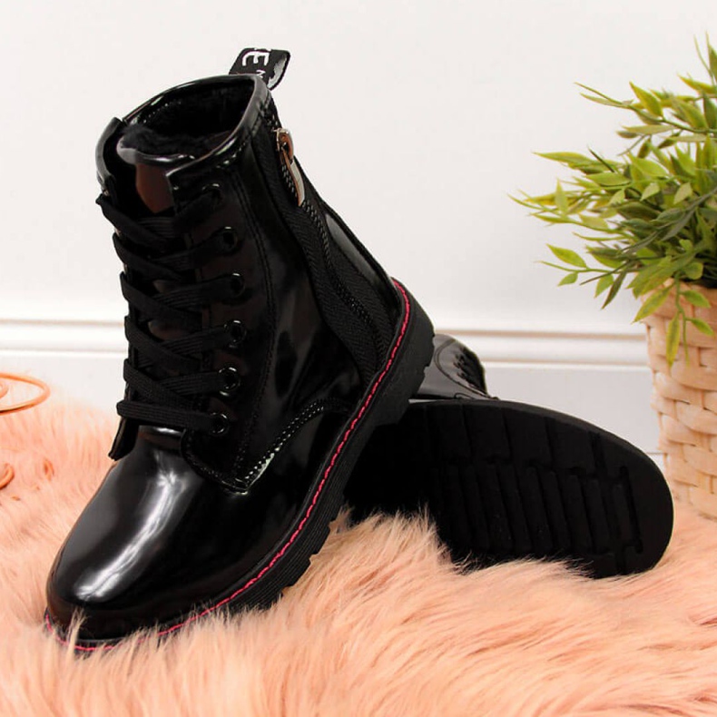 Izolirane lakirane čizme Jr EVE327A crne bijela crna 2