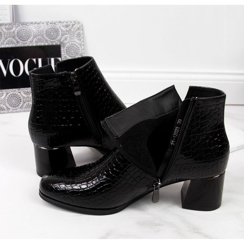 Čizme s visokim potpeticama sa zmijskom kožom Potocki W WOL30A crne crno 1