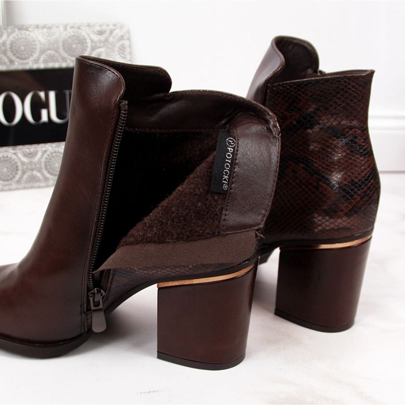 Čizme izolirane zmijske kože Potocki W WOL31B smeđe smeđa 2