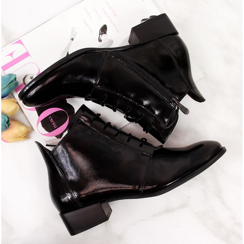 Čizme neizolirane lakirane Potocki W WOL33A crne crna 1