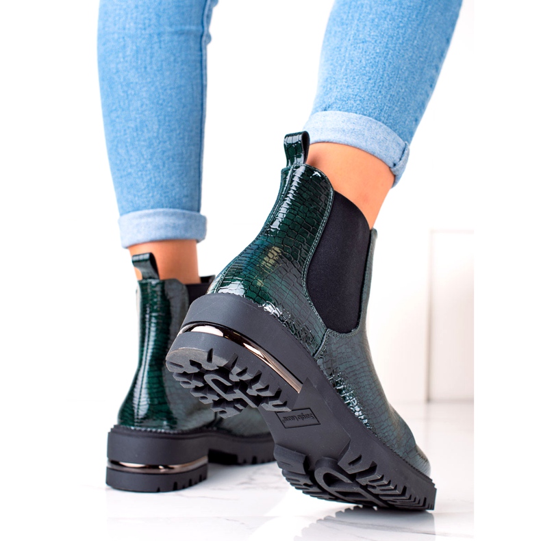 Lakirane čizme Łuska Sergio Leone TR746 Zelene zelena 1