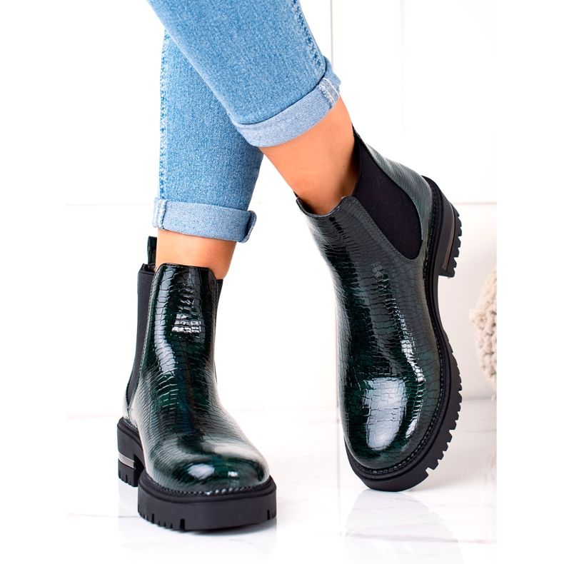 Lakirane čizme Łuska Sergio Leone TR746 Zelene zelena 2