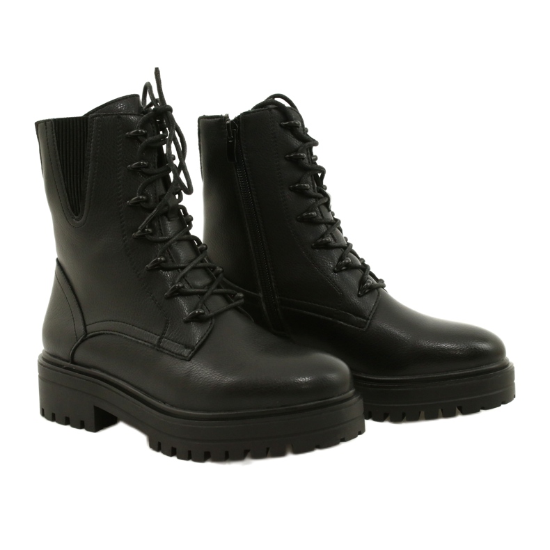 Čizme Kožne Sergio Leone TR756 Čipkane Crne crna 3