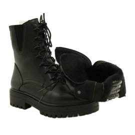 Čizme Kožne Sergio Leone TR756 Čipkane Crne crna 4