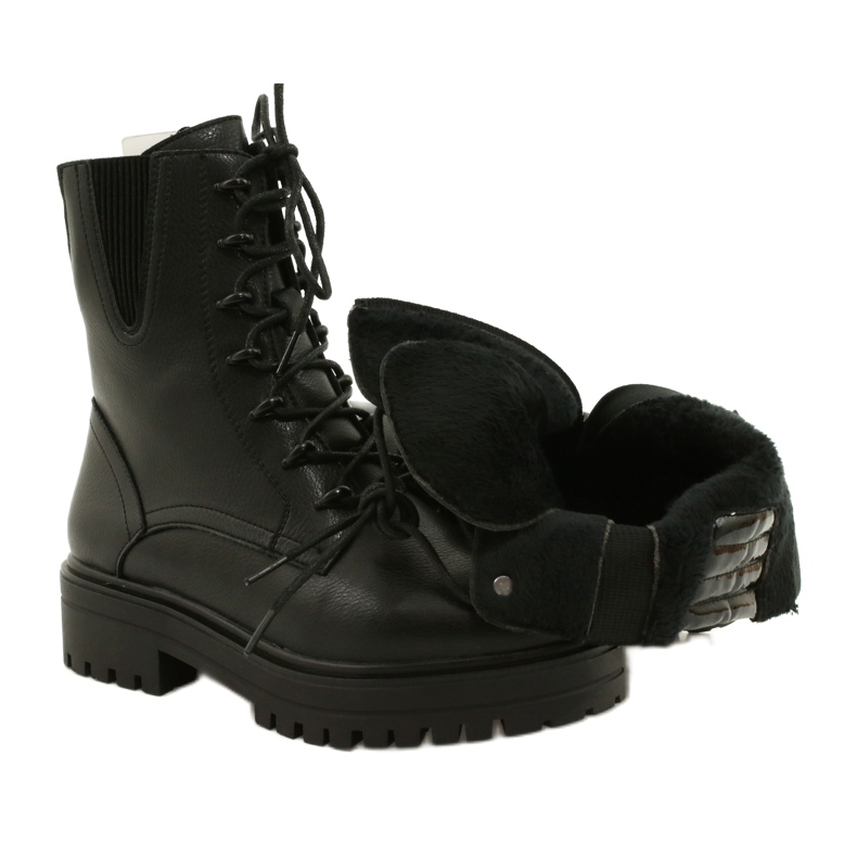 Čizme Kožne Sergio Leone TR756 Čipkane Crne crna 4