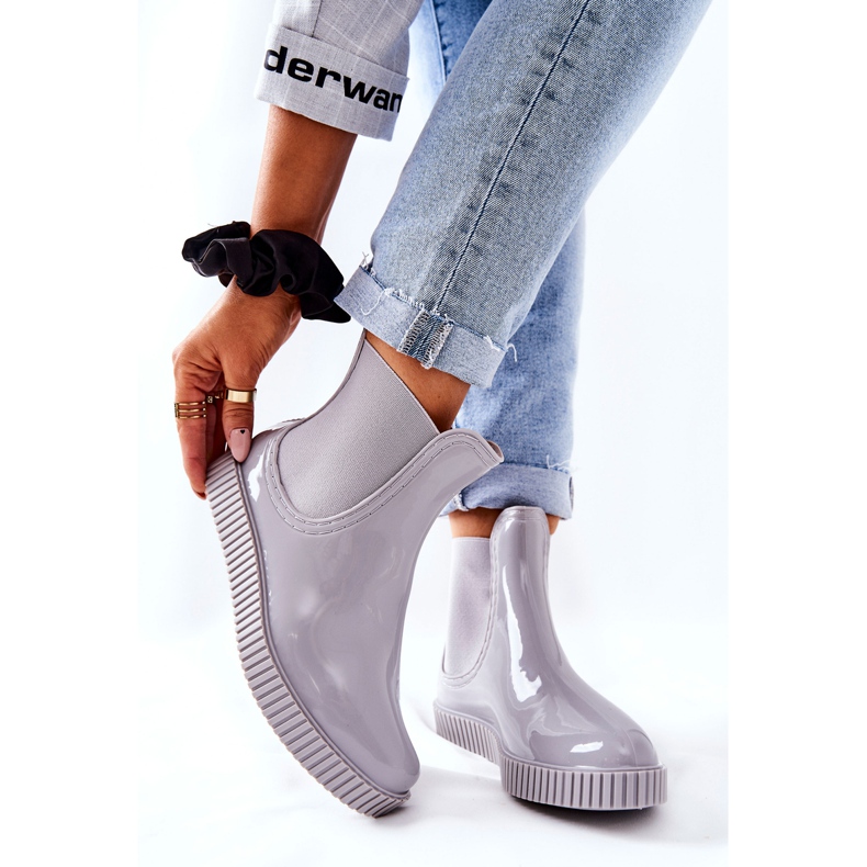 PS1 Sjajne kišne čizme na platformi Sivi vodopad siva 2