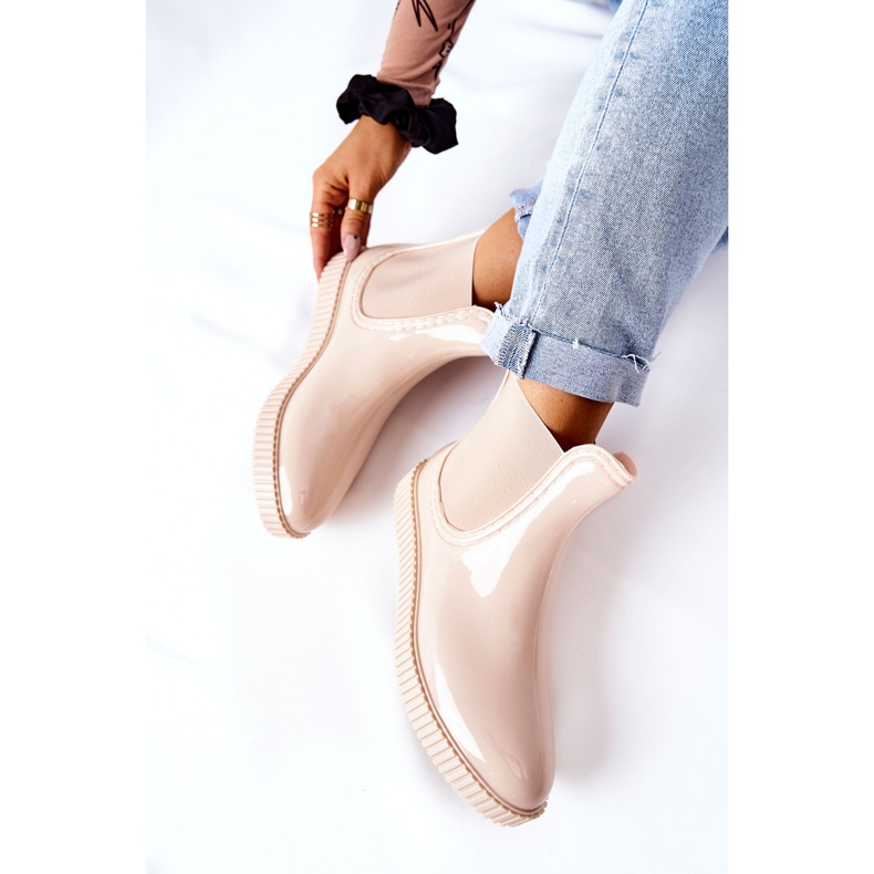 PS1 Sjajne kišne čizme na platformi bež vodopada 1