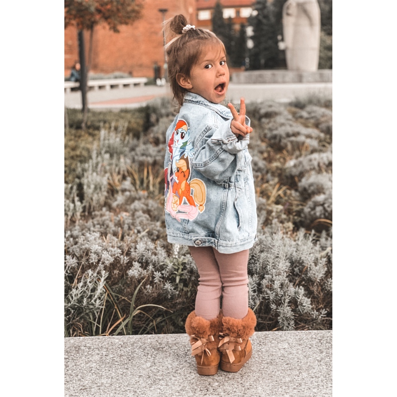 FR1 Dječje tople čizme s mašnicama D.Khaki Funky čizme za snijeg smeđa 2