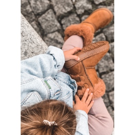 FR1 Dječje tople čizme s mašnicama D.Khaki Funky čizme za snijeg smeđa 1