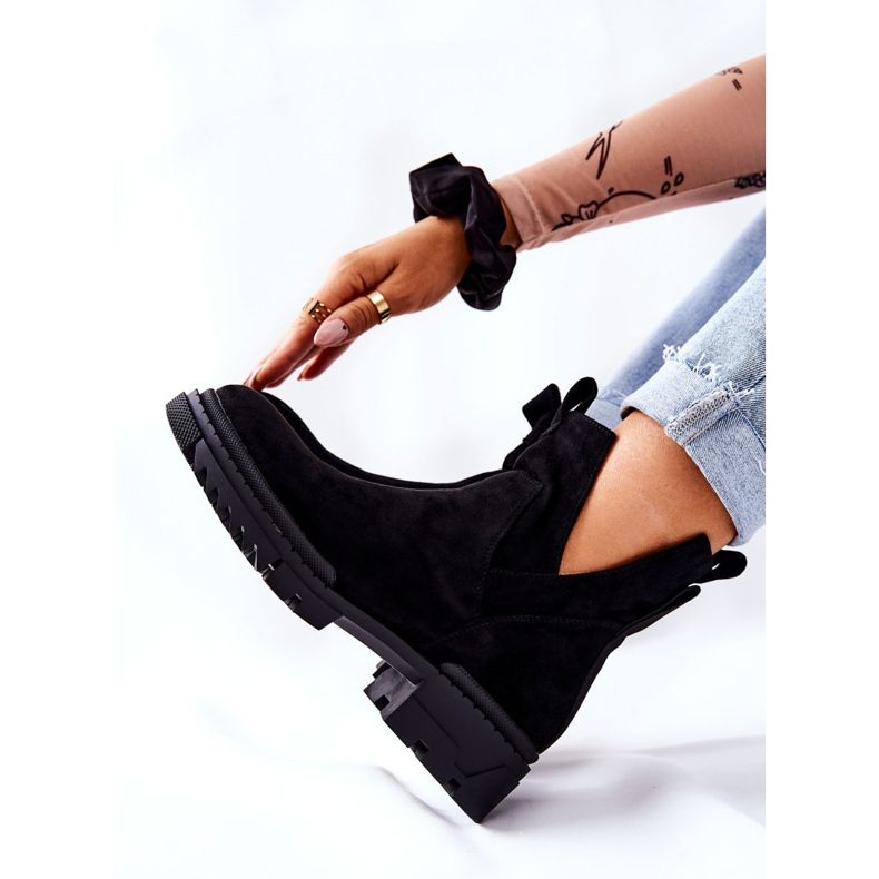 POTOCKI Crne Corano čizme s izrezanim patentnim zatvaračem crna 2