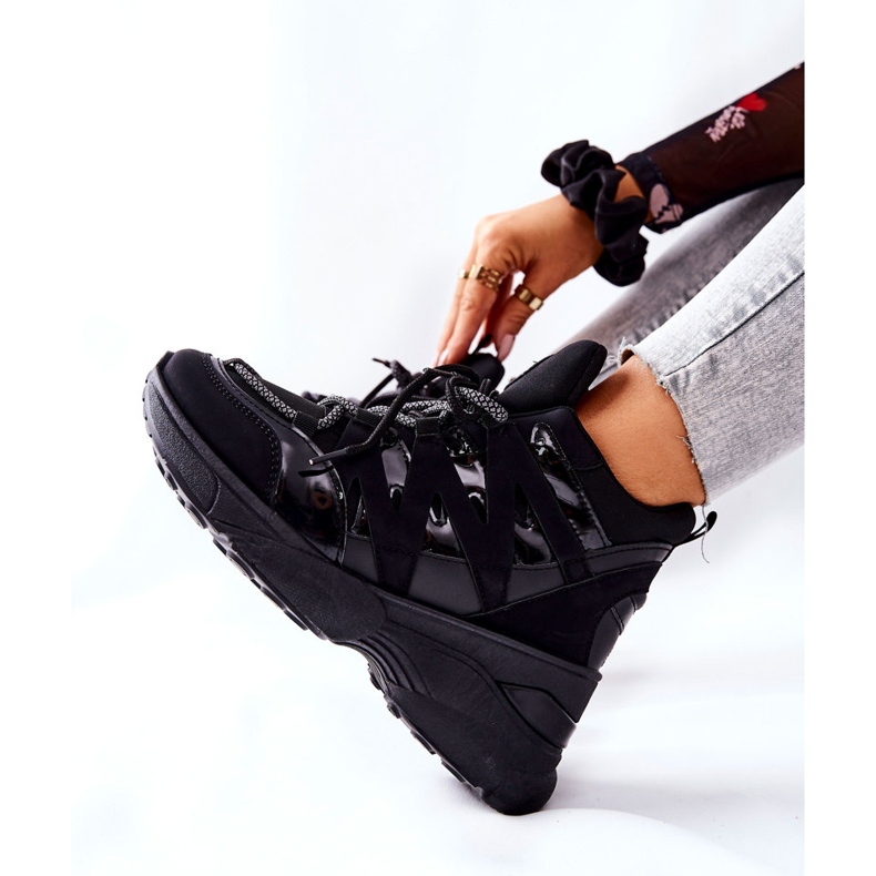 Sportske crne cipele na klin iz hesana crna 2