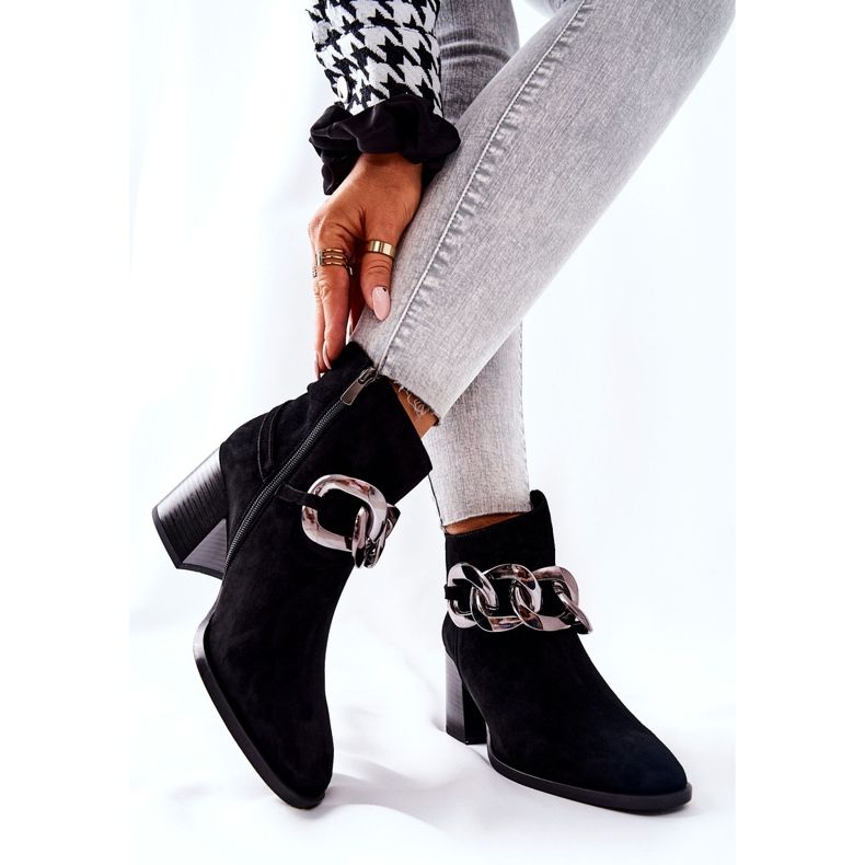 Kožne čizme s lancem Laura Messi Crna 2345 2