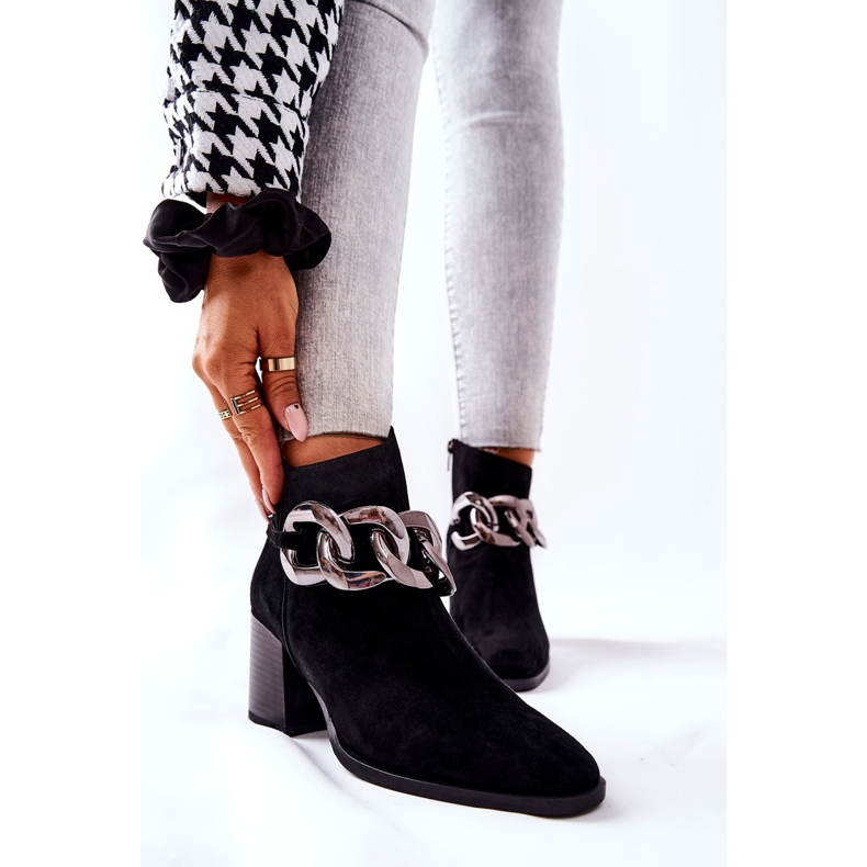 Kožne čizme s lancem Laura Messi Crna 2345 crno 1