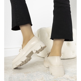 Bež mokasine s visokim Anouk potplatima zlatni 1