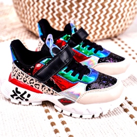 FRROCK Sportske dječje cipele s čičak crnom Be Happy bež crna crvena plava 4