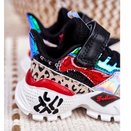 FRROCK Sportske dječje cipele s čičak crnom Be Happy bež crna crvena plava 3