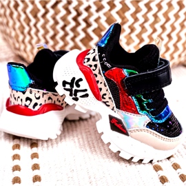 FRROCK Sportske dječje cipele s čičak crnom Be Happy bež crna crvena plava 2