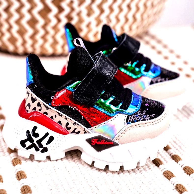 FRROCK Sportske dječje cipele s čičak crnom Be Happy bež crna crvena plava 1