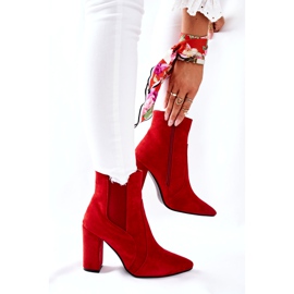 PG1 Ženske čizme od antilopa na petu Red Kastren crvena 3