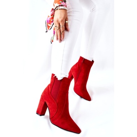 PG1 Ženske čizme od antilopa na petu Red Kastren crvena 2