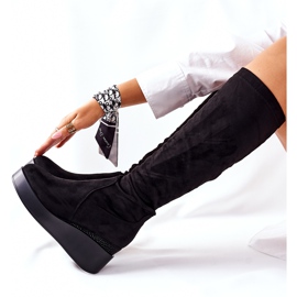 S.Barski Čizme od antilopa na klin S. Barski Crna Celina crno 5