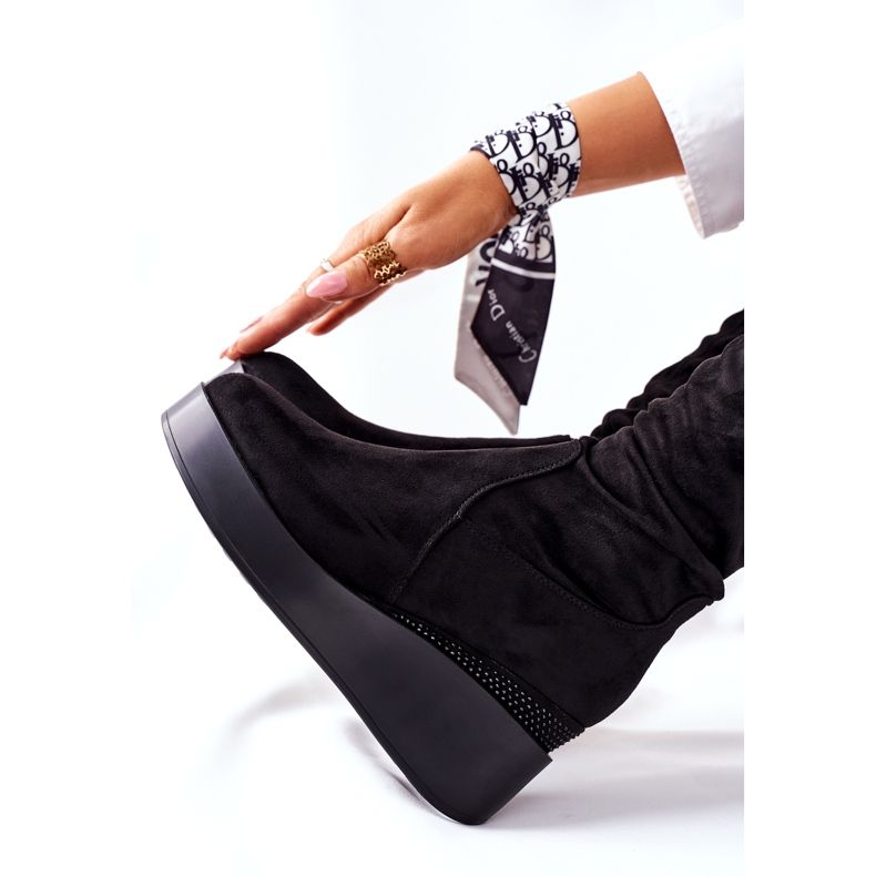 S.Barski Čizme od antilopa na klin S. Barski Crna Celina 1