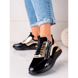 W. Potocki Crne i zlatne tenisice izrađene od Potočke kože crna zlatni 1