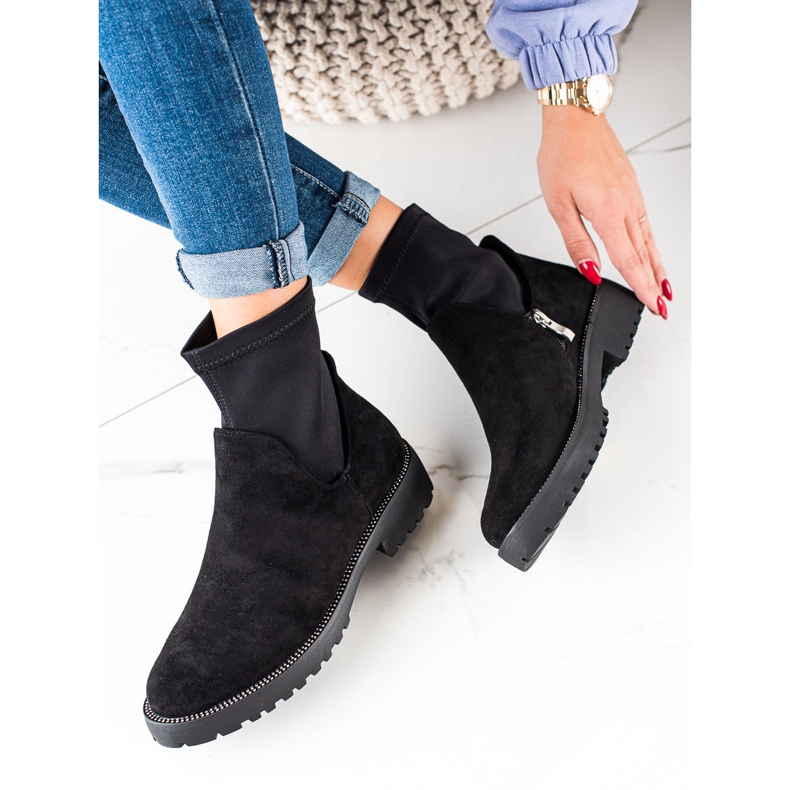 Bella Star Navlačne čizme od antilopa crna 2