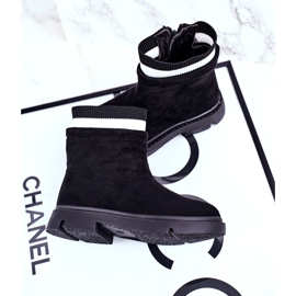 Apawwa Dječje crne tople čarape Pinko crna 2