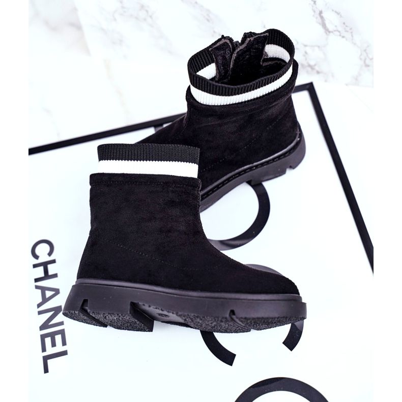 Apawwa Dječje crne tople čarape Pinko crno 2