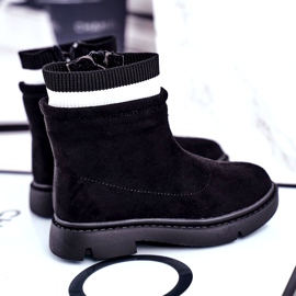 Apawwa Dječje crne tople čarape Pinko crna 3