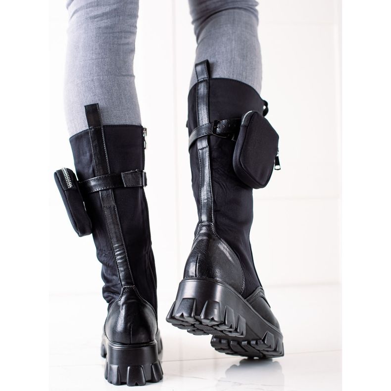 TRENDI Visoki radnici s džepom crna 1