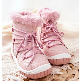 PE1 Tople čizme za snijeg s krznom Ružičaste zvijezde ružičasta 2