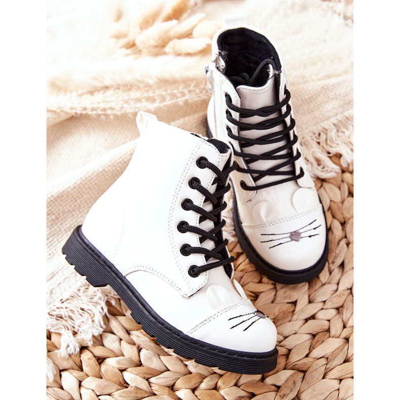 Tople čizme Radnici na bijelom pjenu s patentnim zatvaračem bijela 1