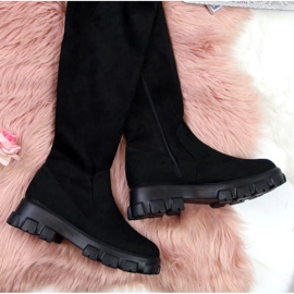 Crne čizme na platformi Navy Dot W WOL12 crno 2