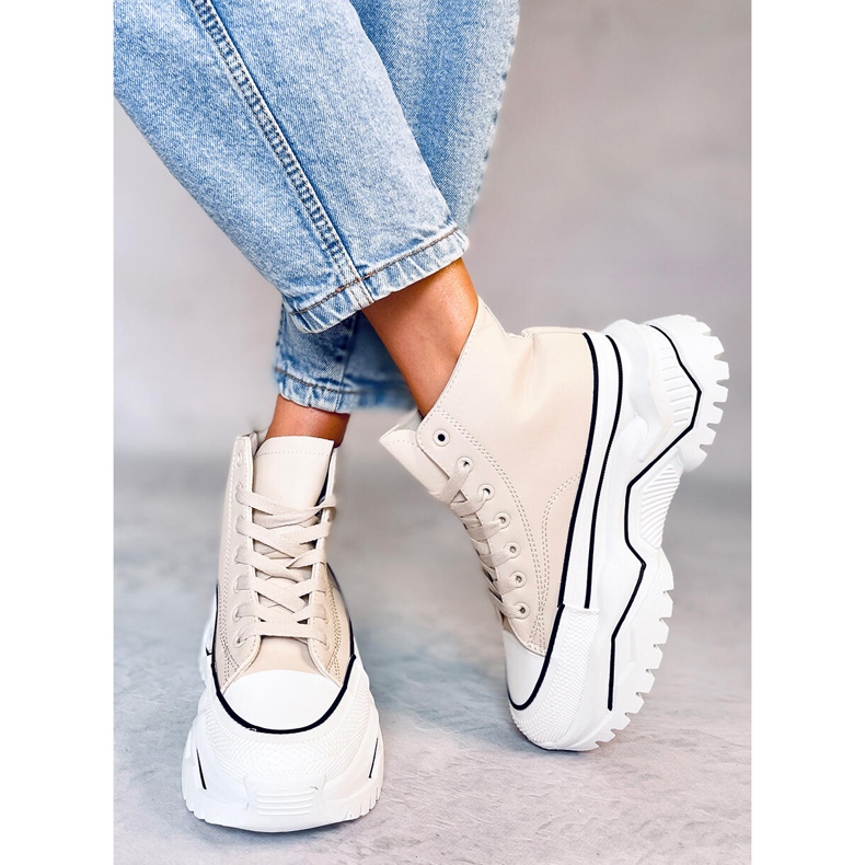 Tenisice s visokim potplatom u bež boji 1