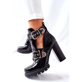 Čizme na postolju Crna lakirana Bramshall kopča crno 2