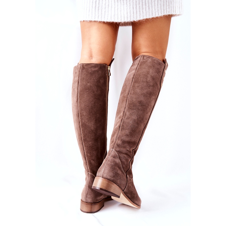 Lewski Shoes Kožne čizme od antilopa Zemlja Velur 2840 bež 4