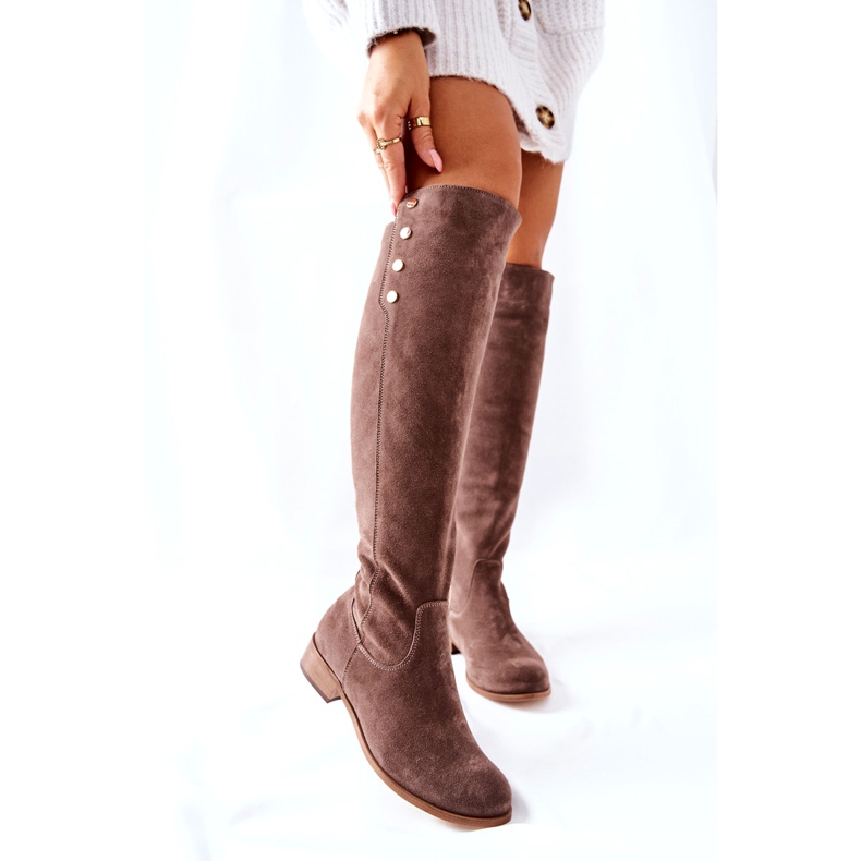 Lewski Shoes Kožne čizme od antilopa Zemlja Velur 2840 bež 6