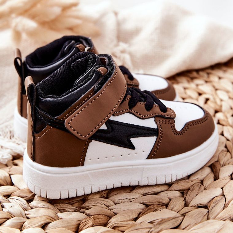 FR1 Dječje visoke sportske cipele, bijele i smeđe Bartnie bijela smeđa crna 2