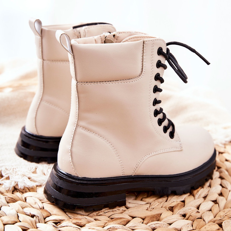 FR1 Klasične dječje čizme Clarika u bež boji s patentnim zatvaračem 1