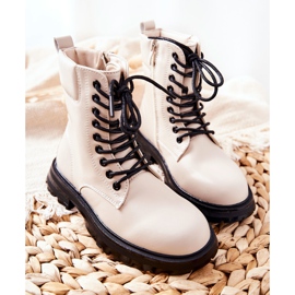 FR1 Klasične dječje čizme Clarika u bež boji s patentnim zatvaračem 2