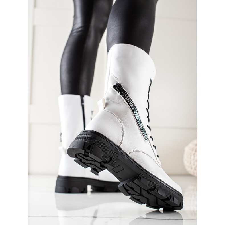 Čizme s ukrasnim patentnim zatvaračem Sergio Leone bijela 1