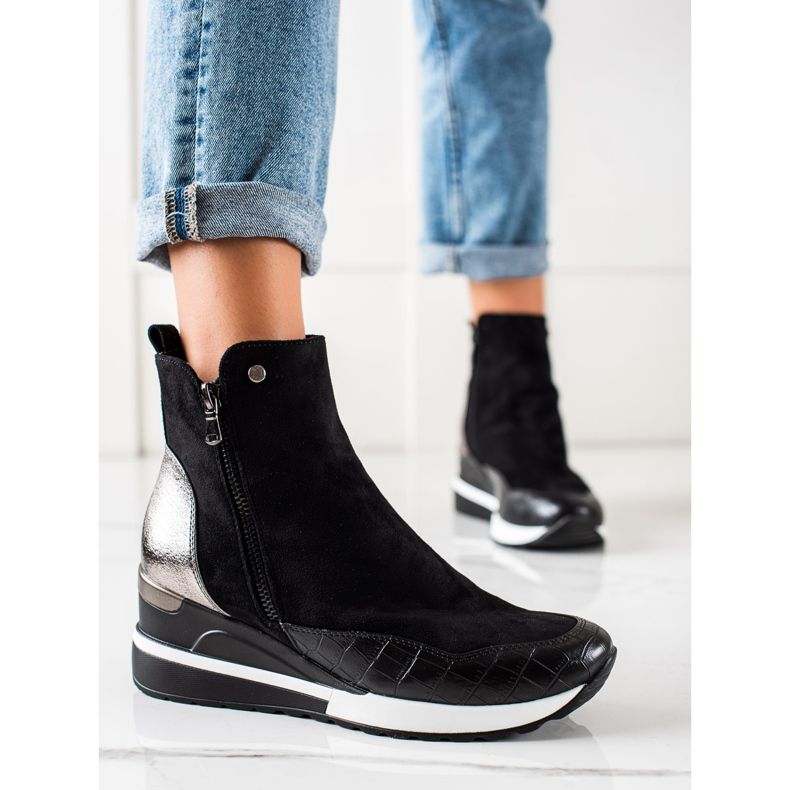 W. Potocki Čizme na klin Potocki crna 1