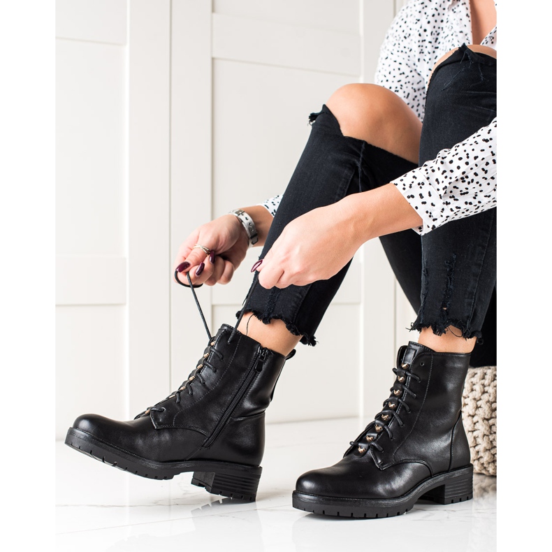 W. Potocki Čizme na vezanje s Potocki izolacijom crno 1