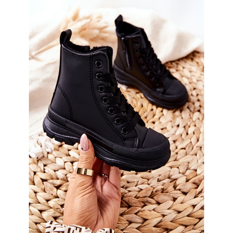 FR1 Dječje tenisice izolirane kožom Crne Bomi crna 2