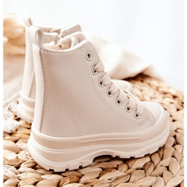 FR1 Dječje kožne tople tenisice svijetlo bež boje Bomi 2