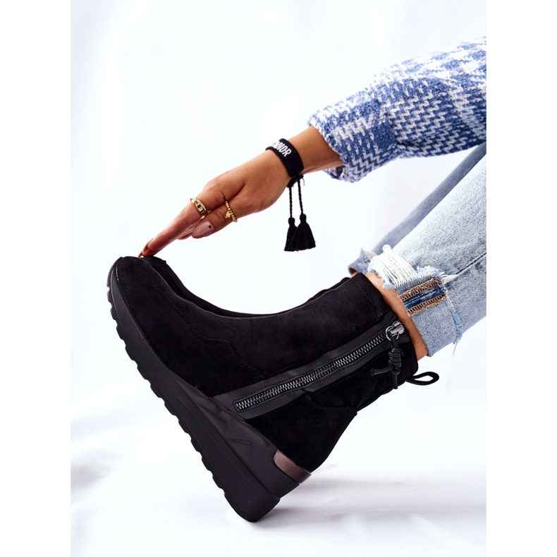 PE1 Crne čizme od antilopa na klin crna 2