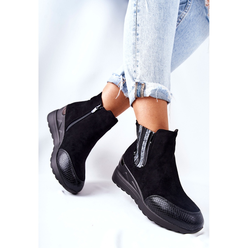 PE1 Crne čizme od antilopa na rubu Manakel crno 2